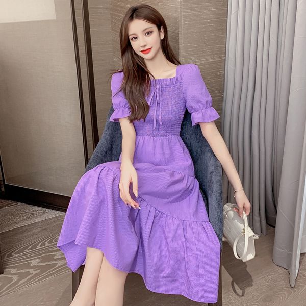 summer fashion lattice short bubble sleeves a-line high waist elasticity slim green purple women holiday coctail dress party, Black
summer fashion lattice short bubble sleeves a-line high waist elasticity slim green purple women holiday coctail dress party, Black