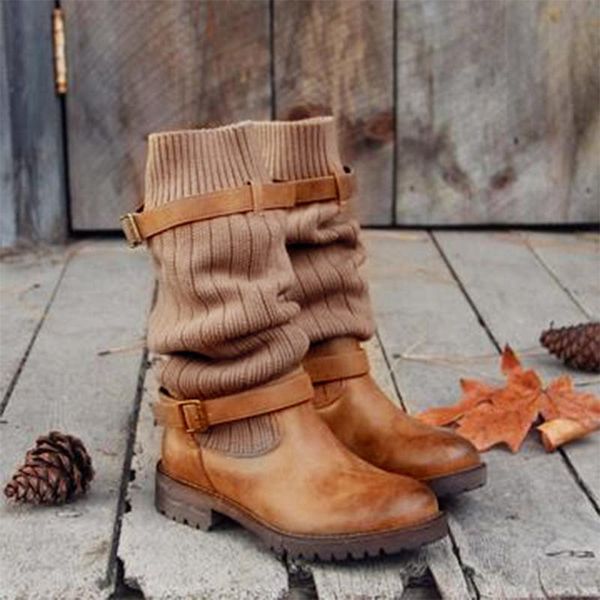 women mid calf boots winter buckle platforms sock flats women's fashion shoes woman female low heels big size 43 ladies footwear, Black
women mid calf boots winter buckle platforms sock flats women's fashion shoes woman female low heels big size 43 ladies footwear, Black