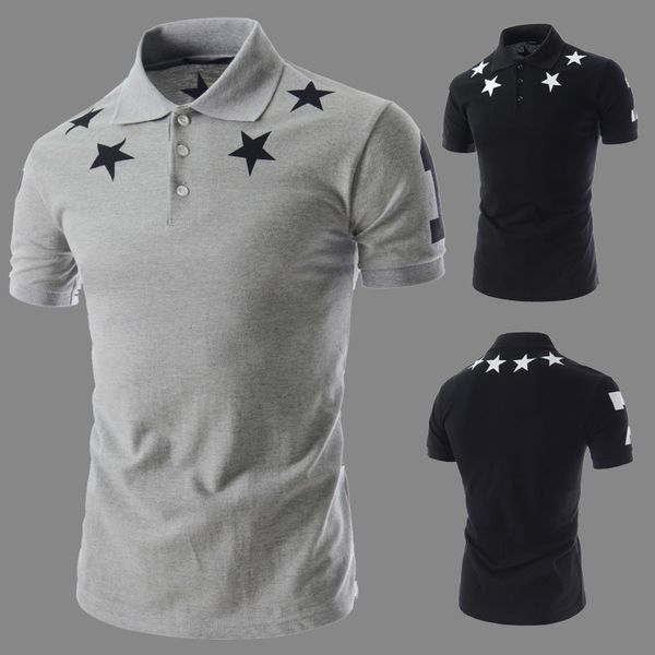 summer clothing five-pointed star pprint bottoming men's fashion short-sleeved polo shirt streetwear, White;black
summer clothing five-pointed star pprint bottoming men's fashion short-sleeved polo shirt streetwear, White;black