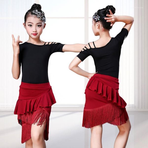 stage wear children latin dance dress for girl shoulder out girls fringe dresses performance black red tango cha cha1
stage wear children latin dance dress for girl shoulder out girls fringe dresses performance black red tango cha cha1