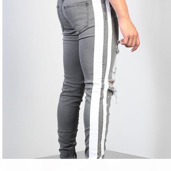 autumn fashion knee hole side zipper slim distressed jeans men ripped hip hop gray jeans for men stripe pants, Blue
autumn fashion knee hole side zipper slim distressed jeans men ripped hip hop gray jeans for men stripe pants, Blue