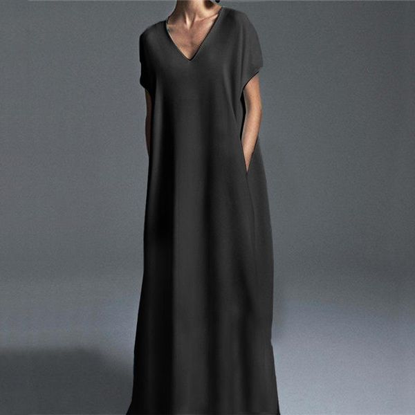 party dresses zanzea women loose long pockets dress vintage kaftan short sleeve sundress v-neck solid floor length plus size vestidos, White;black
party dresses zanzea women loose long pockets dress vintage kaftan short sleeve sundress v-neck solid floor length plus size vestidos, White;black