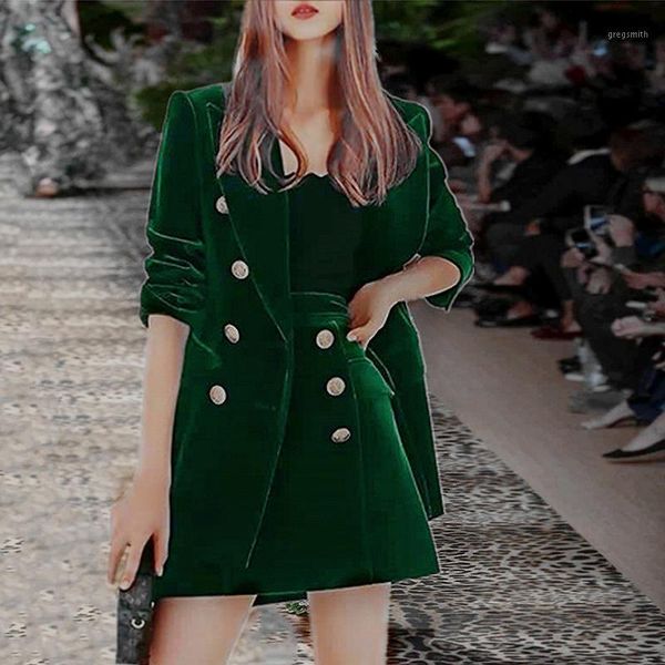 s-xxl 2020 fall/winter fashion pure color green velvet double breasted slim long sleeve + short skirt woman set1, White
s-xxl 2020 fall/winter fashion pure color green velvet double breasted slim long sleeve + short skirt woman set1, White