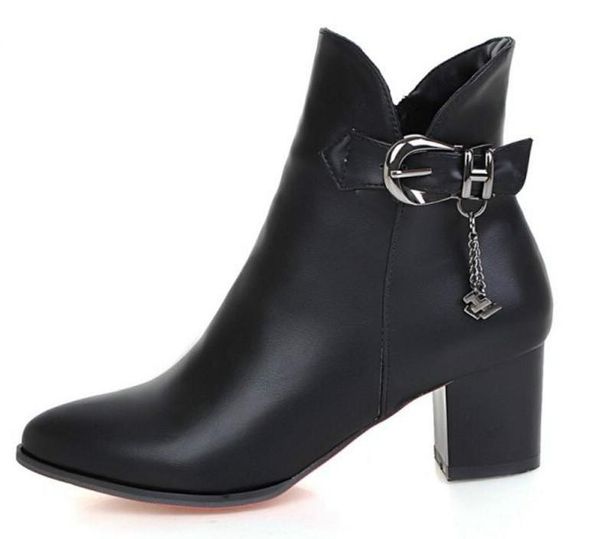 boots sapato feminino women ankle shoes woman chunky high heels chaussure spring autumn office ladies female booties xz181686, Black