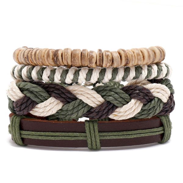 4pcs/set rope leather handmade braided beaded multilayer charm bracelets for men women adjustable bangle jewelry, Golden;silver
4pcs/set rope leather handmade braided beaded multilayer charm bracelets for men women adjustable bangle jewelry, Golden;silver