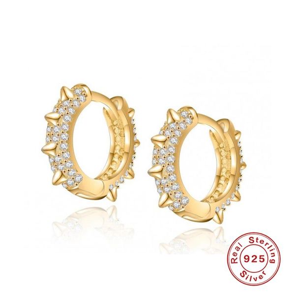 925 sterling silver hoop earrings for women thorn sting zircon crystal earring piercing earings luxury round jewelry pendientes, Golden;silver
925 sterling silver hoop earrings for women thorn sting zircon crystal earring piercing earings luxury round jewelry pendientes, Golden;silver