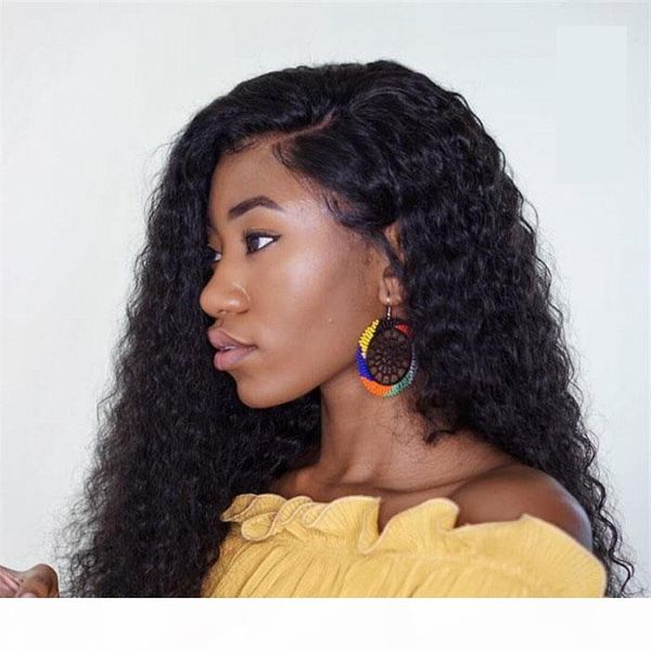 tkwig 3 bundles jerry curly 7a gade virgin remy hair wave human lace front with curly hair, Black;brown