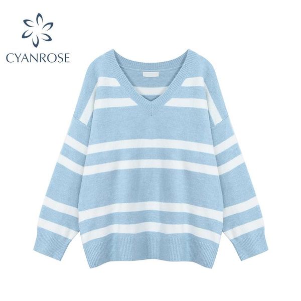 women's sweaters striped blue pullover women v-neck warm fashion autumn winter 2021 jumper long sleeve female elegant knitted sweater, White;black
women's sweaters striped blue pullover women v-neck warm fashion autumn winter 2021 jumper long sleeve female elegant knitted sweater, White;black