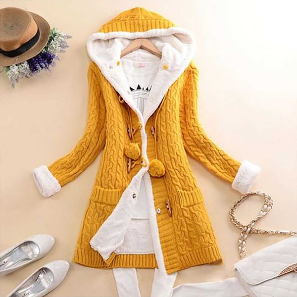 winter women long jacket ladies knit button cashmere thick warm hooded cardigan coat women's jacket#1109, Black
winter women long jacket ladies knit button cashmere thick warm hooded cardigan coat women's jacket#1109, Black