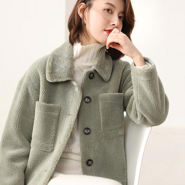 women's fur & faux 2021 korean autumn and winter granules fleece wool coat short section sheep shearing one, Black
women's fur & faux 2021 korean autumn and winter granules fleece wool coat short section sheep shearing one, Black