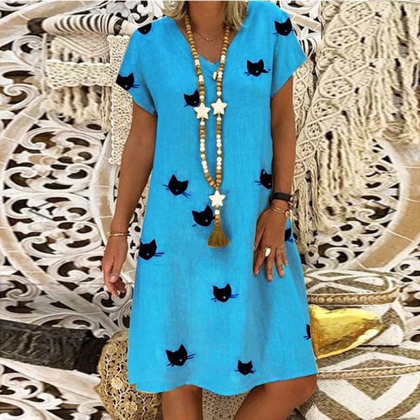 designer 7 colors 8 size cat print v-neck short sleeve large dress 2021 fashion black friday ywfs, White
designer 7 colors 8 size cat print v-neck short sleeve large dress 2021 fashion black friday ywfs, White