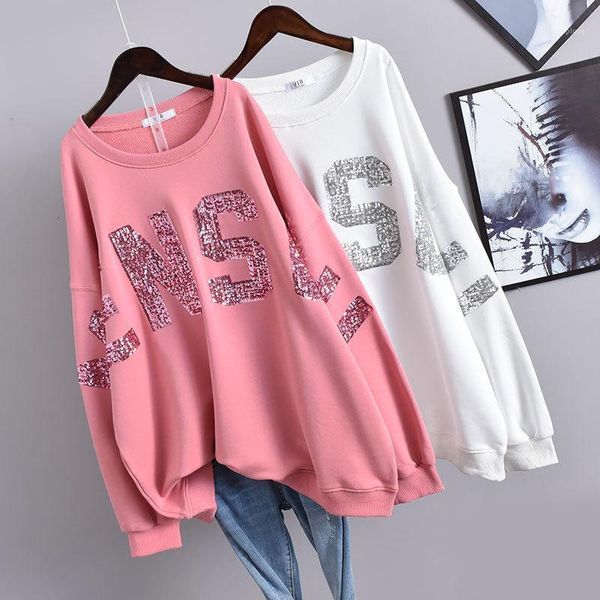 2020 autumn& winter new korean women simple solid loose slimming plus size casual long-sleeved sweaters tide, White
2020 autumn& winter new korean women simple solid loose slimming plus size casual long-sleeved sweaters tide, White