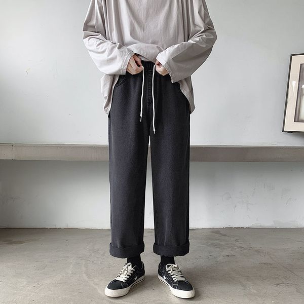 autumn drawstring jeans men's fashion solid color casual retro straight jeans men streetwear loose hip-hop korean denim trousers, Blue
autumn drawstring jeans men's fashion solid color casual retro straight jeans men streetwear loose hip-hop korean denim trousers, Blue