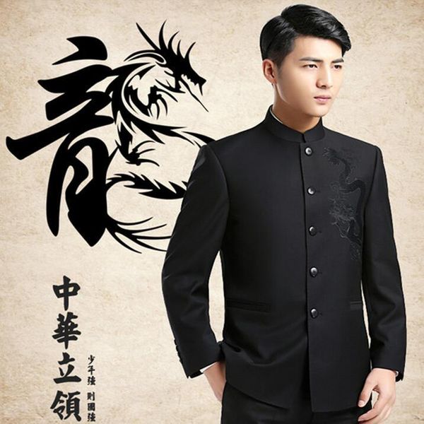 men's suits & blazers dragon embroidery mandarin collar suit jackets men chinese style 2021 male jacket, White;black
men's suits & blazers dragon embroidery mandarin collar suit jackets men chinese style 2021 male jacket, White;black