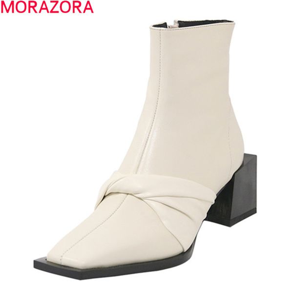 morazora 2020 genuine leather ladies shoes thick heels square toe solid color ankle boots for woman black rice white q1104
morazora 2020 genuine leather ladies shoes thick heels square toe solid color ankle boots for woman black rice white q1104