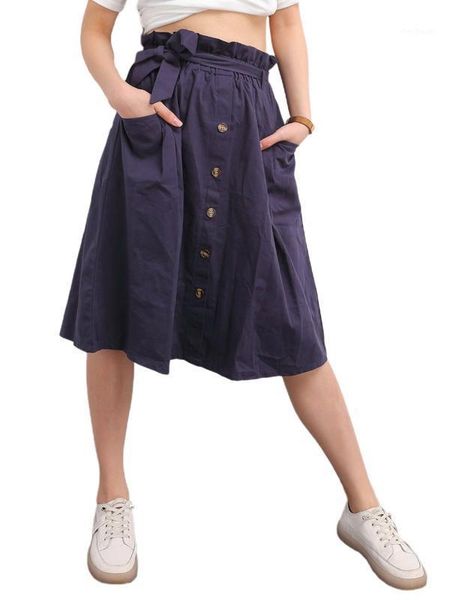 women's summer ruffles button high waist skirts loose pocket bandage casual skirts1, Black
women's summer ruffles button high waist skirts loose pocket bandage casual skirts1, Black