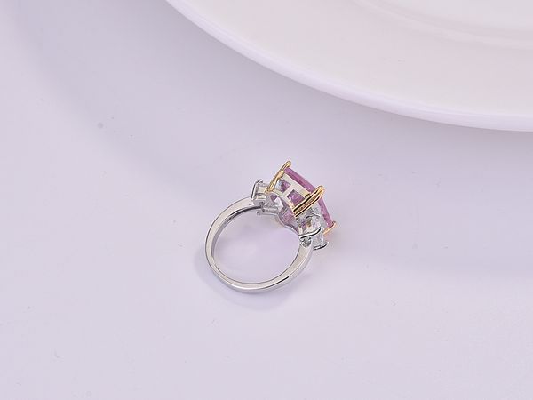new pink diamond two-tone square princess ring european and american triangle simulation diamond engagement ring, Silver
new pink diamond two-tone square princess ring european and american triangle simulation diamond engagement ring, Silver