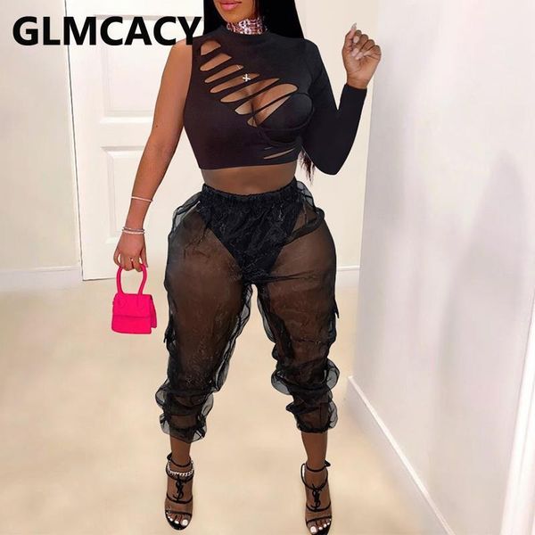 women ripped one shoulder shirt and mesh pants set two piece suits party clubbwear1, Gray
women ripped one shoulder shirt and mesh pants set two piece suits party clubbwear1, Gray