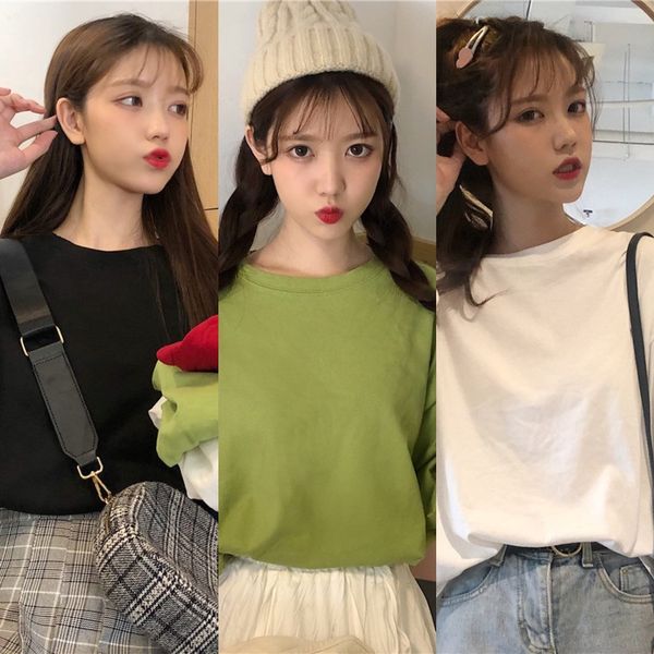 long sleeve t-shirt women autumn 2020 new korean solid color loose crew dresst-shirt dress neck casual student dress for women m00z9, White
long sleeve t-shirt women autumn 2020 new korean solid color loose crew dresst-shirt dress neck casual student dress for women m00z9, White