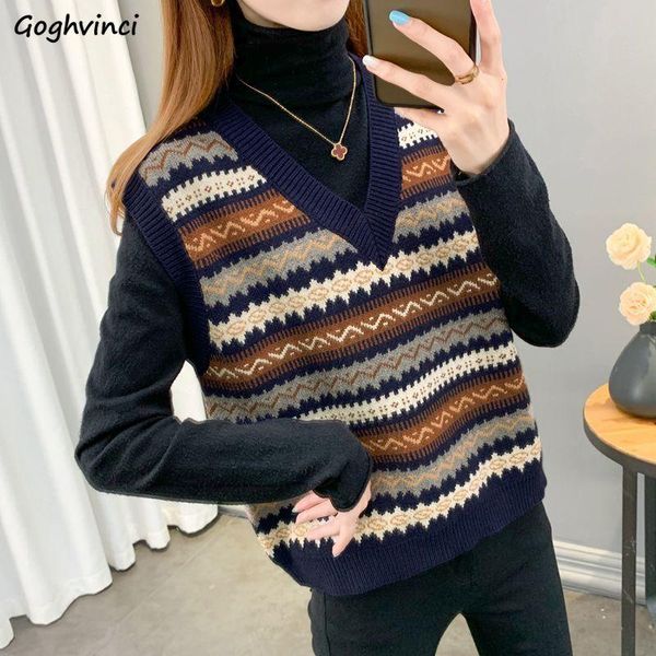 women sweater vest patchwork v-neck knitted female sleeveless waistcoat simple loose classic elegant casual jumper leisure, White;black
women sweater vest patchwork v-neck knitted female sleeveless waistcoat simple loose classic elegant casual jumper leisure, White;black