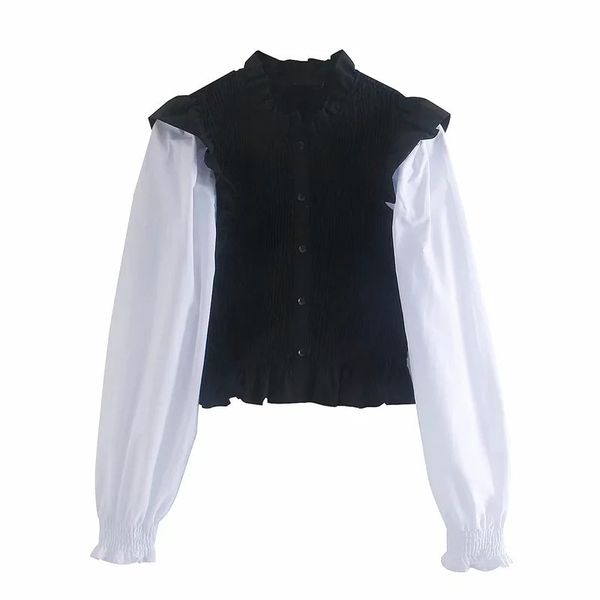 2021 new women chic high collar smocked elastic contrast cropped blouse female fashion long sleeves button-up ghwb, White
2021 new women chic high collar smocked elastic contrast cropped blouse female fashion long sleeves button-up ghwb, White