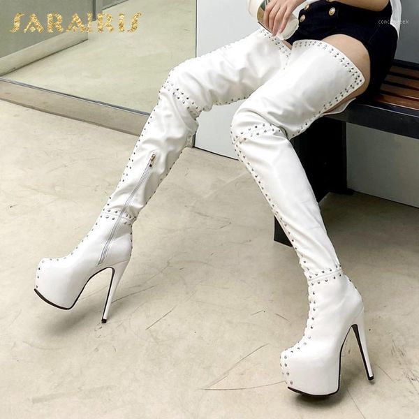 boots sarairis 2021 rivet women shoes platform super thin high heels over the knee female1, Black
boots sarairis 2021 rivet women shoes platform super thin high heels over the knee female1, Black