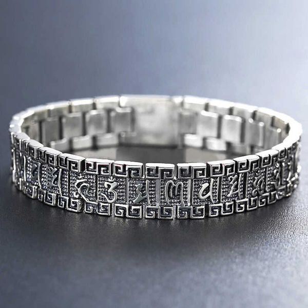 men's personality silver bracelet six character mantra chinese style retro casual fashion brand new wide version, Black
men's personality silver bracelet six character mantra chinese style retro casual fashion brand new wide version, Black