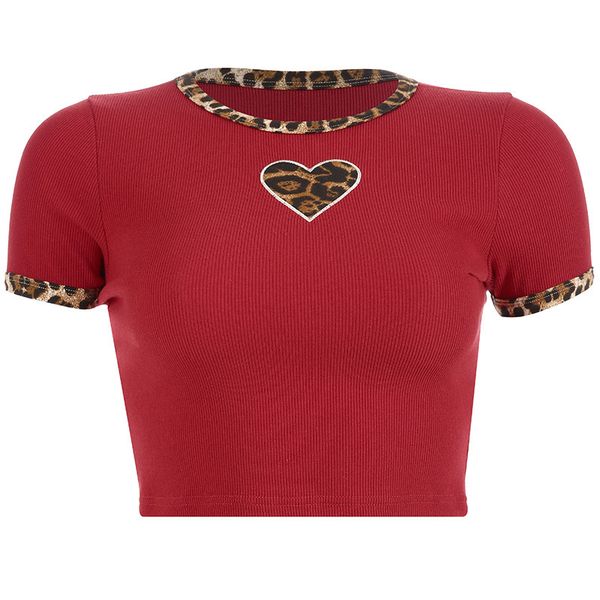 2021 new summer elegant very t-shirt short women leopard heart printed tee block color thin type tnfq, White
2021 new summer elegant very t-shirt short women leopard heart printed tee block color thin type tnfq, White