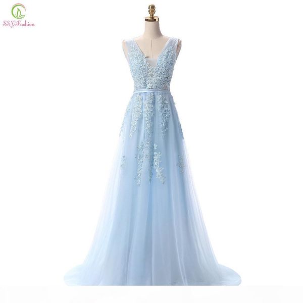 ssyfashion sell sweet light blue lace v-neck lacing long evening dress the bride party backless prom dresses custom sh190629, White;black
ssyfashion sell sweet light blue lace v-neck lacing long evening dress the bride party backless prom dresses custom sh190629, White;black