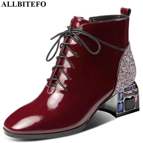 boots allbitefo real genuine leather autumn winter women crystal heel square toe ankle frenulum fashion girls, Black
boots allbitefo real genuine leather autumn winter women crystal heel square toe ankle frenulum fashion girls, Black