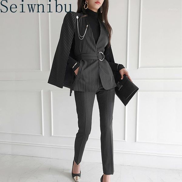 2020 autumn winter women tracksuits notched cloak sleeve blazer coat striped business pencil pants fashion office lady1, White
2020 autumn winter women tracksuits notched cloak sleeve blazer coat striped business pencil pants fashion office lady1, White