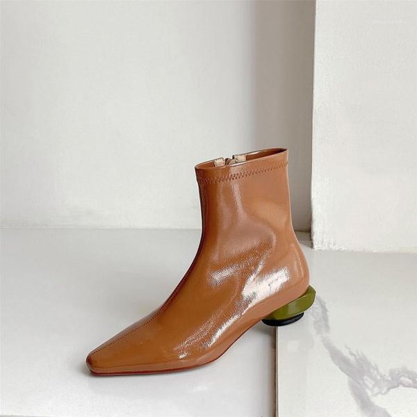 boots 2021 winter women's shoes patent leather modern med strange heel zipper office lady dress daily wear ankle femme1, Black
boots 2021 winter women's shoes patent leather modern med strange heel zipper office lady dress daily wear ankle femme1, Black