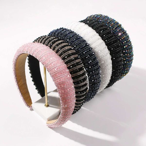 european and american style hand-woven crystal headband fashion retro multi-color thick sponge hair accessories, Silver
european and american style hand-woven crystal headband fashion retro multi-color thick sponge hair accessories, Silver