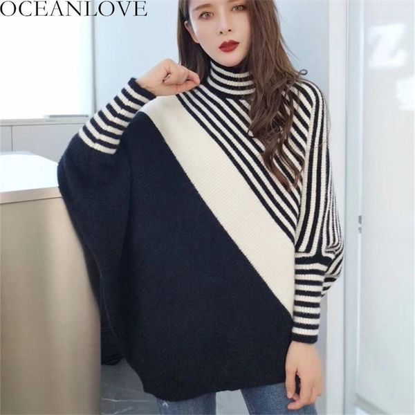 oceanlove turtleneck 2019 autumn winter striped women batwing sleeve sweaters panelled korean loose sueter mujer 124581, White;black
oceanlove turtleneck 2019 autumn winter striped women batwing sleeve sweaters panelled korean loose sueter mujer 124581, White;black