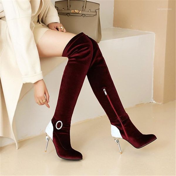 pxelena new chic velvet thigh high boots women strange crystal heel party dress nightclub catwalk over the knee boots 34-451, Black
pxelena new chic velvet thigh high boots women strange crystal heel party dress nightclub catwalk over the knee boots 34-451, Black