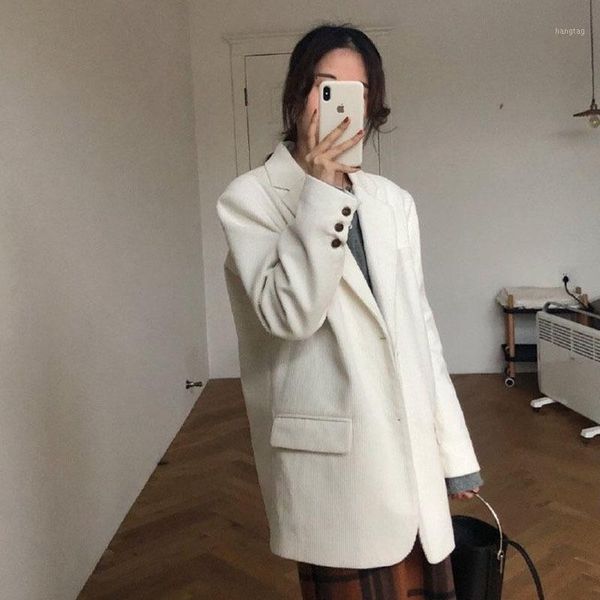 women blazers korean version corduroy retro suit woman white casual coat and suit spring fashion1, White;black
women blazers korean version corduroy retro suit woman white casual coat and suit spring fashion1, White;black