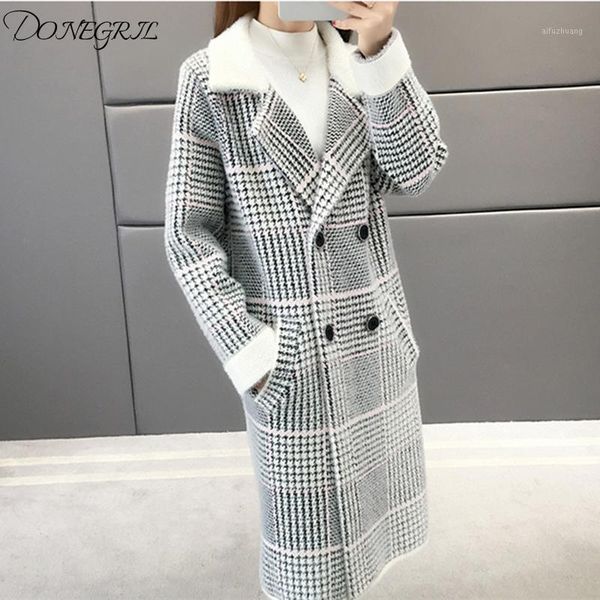 women's winter new sweater coat loose suit collar plaid warm sweater long fashion jacket casual slim1, Black
women's winter new sweater coat loose suit collar plaid warm sweater long fashion jacket casual slim1, Black