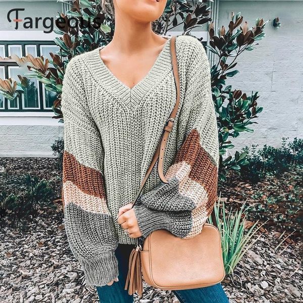 v neck plus size women autumn sweater winter patchwork loose lantern sleeve streetwear stripe jumper female pullover y200116, White;black
v neck plus size women autumn sweater winter patchwork loose lantern sleeve streetwear stripe jumper female pullover y200116, White;black