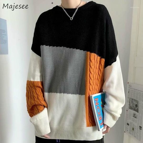 men pullovers patchwork long sleeve o-neck knitted contrast color twist sweaters designed japanese style ins loose harajuku chic1, White;black
men pullovers patchwork long sleeve o-neck knitted contrast color twist sweaters designed japanese style ins loose harajuku chic1, White;black