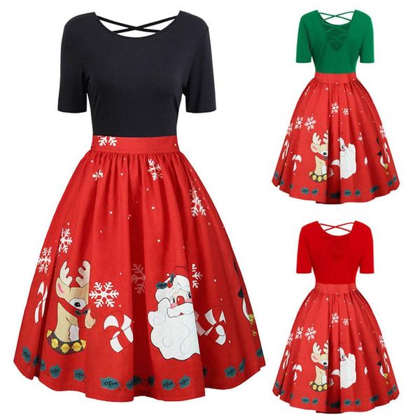 party dresses kerst for women christmas dress vintage print gown evening plus size clothing robe noel femme, White;black
party dresses kerst for women christmas dress vintage print gown evening plus size clothing robe noel femme, White;black