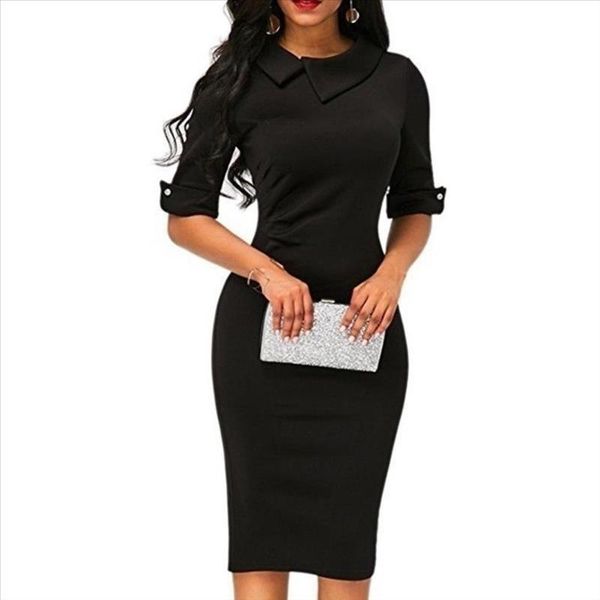 women dresses office lady solid color turn-down collar half sleeve bodycon midi pencil dress female drop shipping, Black;gray
women dresses office lady solid color turn-down collar half sleeve bodycon midi pencil dress female drop shipping, Black;gray