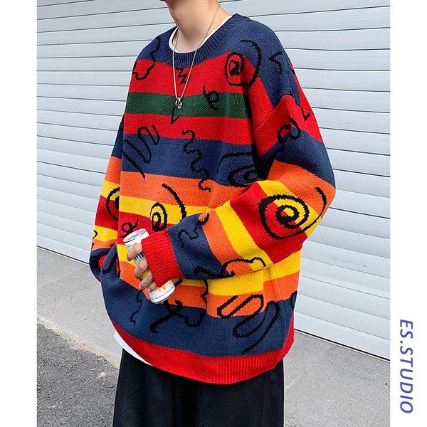 winter 2020 new thick sweater men's ins super trend lazy style versatile striped couple's pullover sweater, White;black
winter 2020 new thick sweater men's ins super trend lazy style versatile striped couple's pullover sweater, White;black
