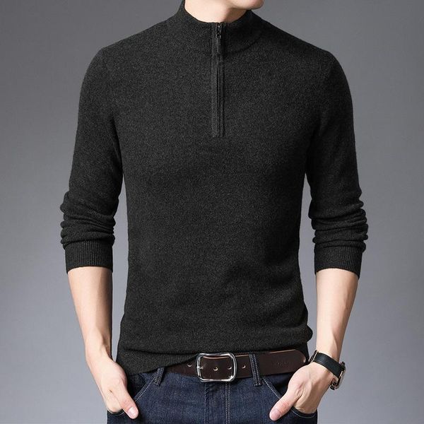 men casual turtleneck sweaters 100% wool pullover men autumn winter fashion slim fit knitted sweater half zip mens sweaters, White;black
men casual turtleneck sweaters 100% wool pullover men autumn winter fashion slim fit knitted sweater half zip mens sweaters, White;black