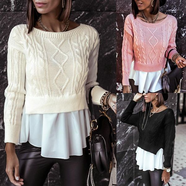 fashion casual knitting patchwork round neck long sleeve women blouse winter women long sleeve shirt1, White
fashion casual knitting patchwork round neck long sleeve women blouse winter women long sleeve shirt1, White