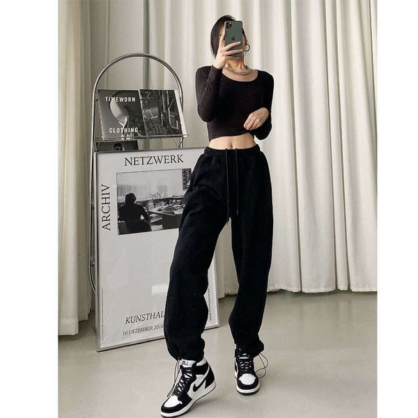 new style high waisted drawstring loose thin, corset and plush sports casual pants, Black;gray
new style high waisted drawstring loose thin, corset and plush sports casual pants, Black;gray