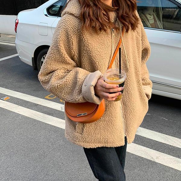 both sides wear lamb wool coat women jackets winter neck hooded warm coat ladies casual fleece thick streetwear #201, Black;brown
both sides wear lamb wool coat women jackets winter neck hooded warm coat ladies casual fleece thick streetwear #201, Black;brown