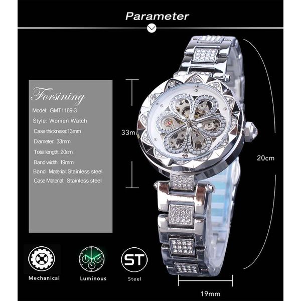 forsining fashion female watches mechanical automatic womens watches brand luxury diamond waterproof stainless steel clock, Slivery;brown
forsining fashion female watches mechanical automatic womens watches brand luxury diamond waterproof stainless steel clock, Slivery;brown
