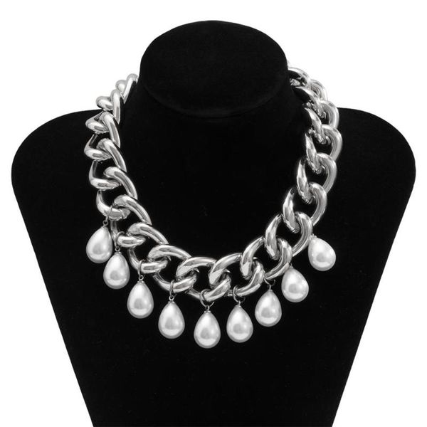chokers diezi punk handmade imitation pearl choker necklace for women thick chain water drop tassel pendant jewelry, Golden;silver
chokers diezi punk handmade imitation pearl choker necklace for women thick chain water drop tassel pendant jewelry, Golden;silver