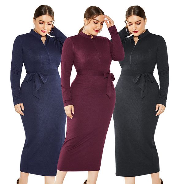 xl-5xl silk knitted long dress zipper slit half high collar long sleeve package hip sweater dress belt, Black;pink
xl-5xl silk knitted long dress zipper slit half high collar long sleeve package hip sweater dress belt, Black;pink
