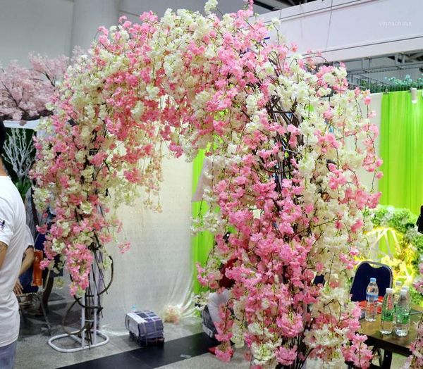 decorative flowers & wreaths natural vertical silk cherry blossom for wedding decoration diy trees artificial flower bouquet 150cm long sn11